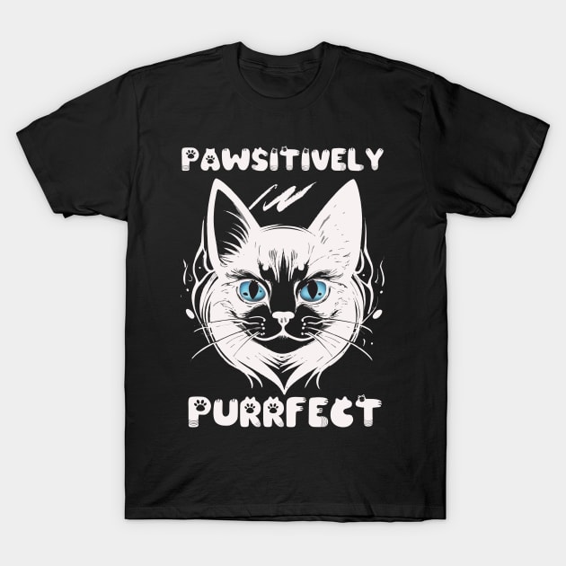 PAWSITIVELY PURRFECT CAT T SHIRT T-Shirt by Print Pro